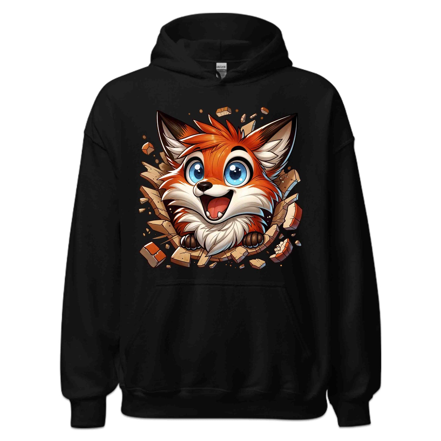 Kawaii Fox Breaking Through Brick Wall 3D Realistic Blue-Eyed Happy Fox | PRODUCT CODE: KWAFXOBRKNF
