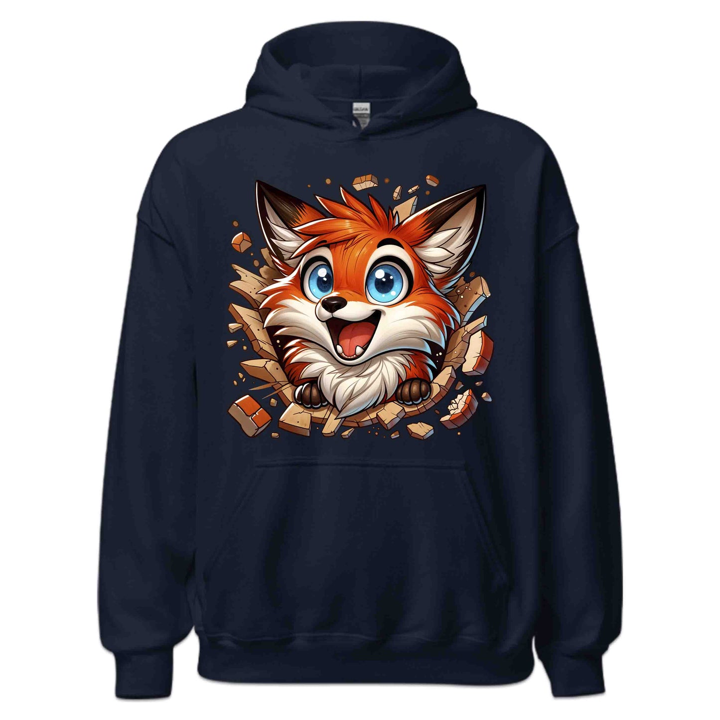 Kawaii Fox Breaking Through Brick Wall 3D Realistic Blue-Eyed Happy Fox | PRODUCT CODE: KWAFXOBRKNF
