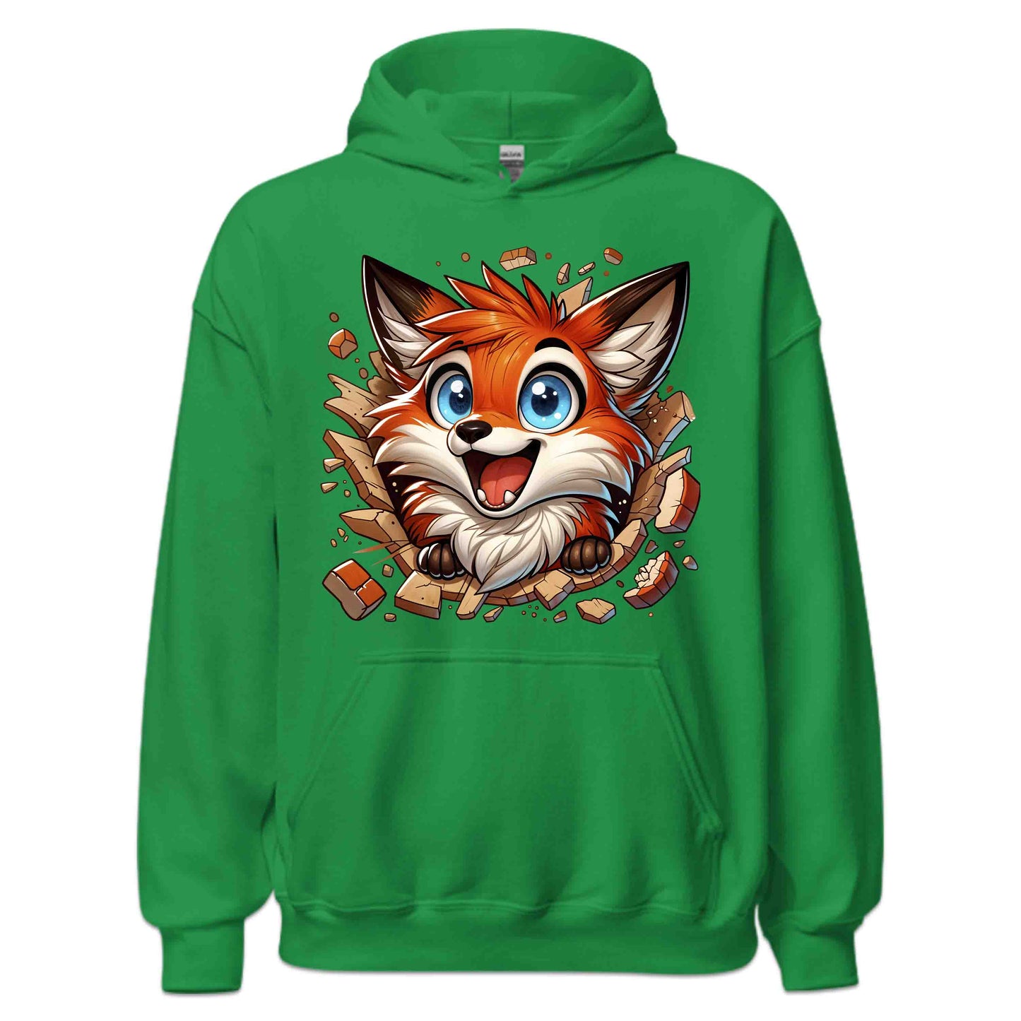 Kawaii Fox Breaking Through Brick Wall 3D Realistic Blue-Eyed Happy Fox | PRODUCT CODE: KWAFXOBRKNF