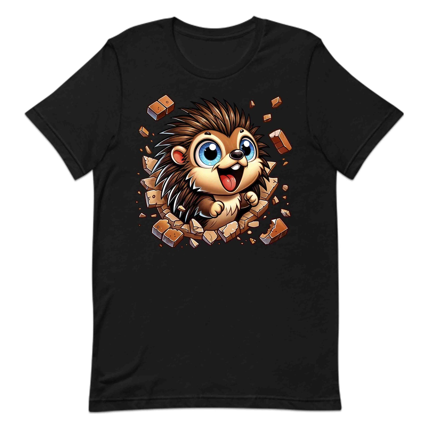 Kawaii Porcupine Breaking Through Brick Wall 3D Realistic Blue-Eyed Hedgehog | PRODUCT CODE: KWAPRRDNFSB