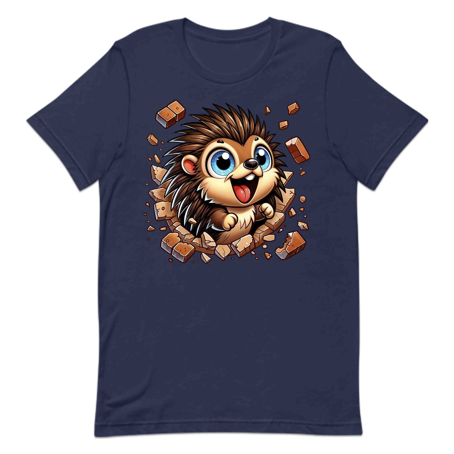 Kawaii Porcupine Breaking Through Brick Wall 3D Realistic Blue-Eyed Hedgehog | PRODUCT CODE: KWAPRRDNFSB