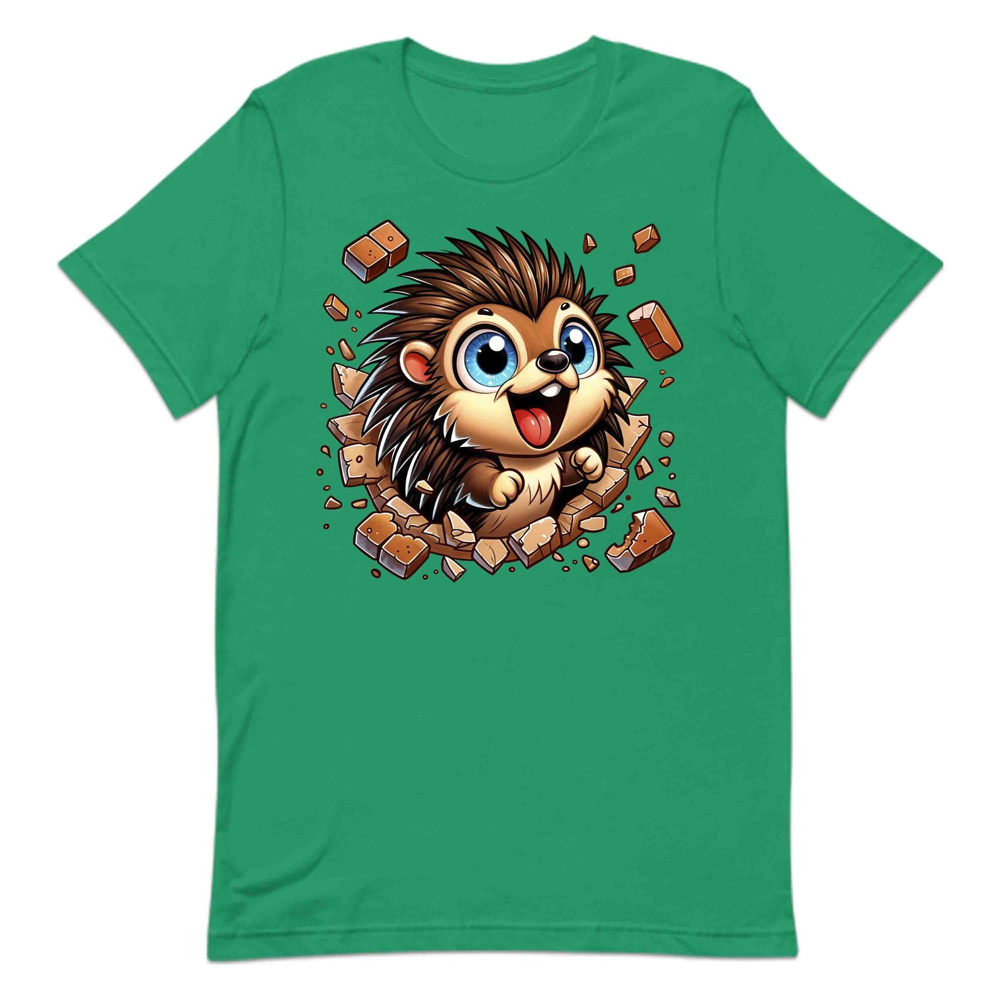 Kawaii Porcupine Breaking Through Brick Wall 3D Realistic Blue-Eyed Hedgehog | PRODUCT CODE: KWAPRRDNFSB