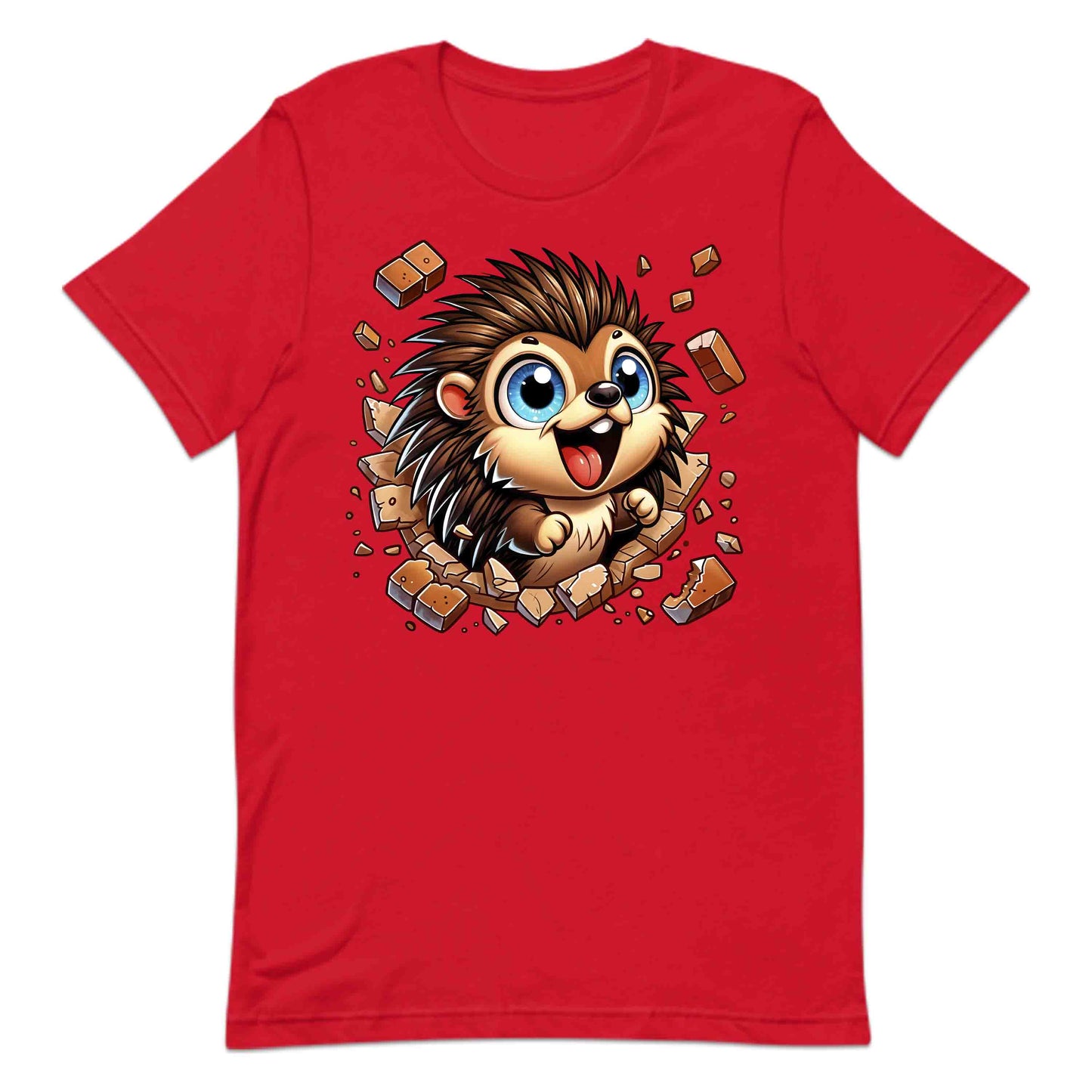 Kawaii Porcupine Breaking Through Brick Wall 3D Realistic Blue-Eyed Hedgehog | PRODUCT CODE: KWAPRRDNFSB