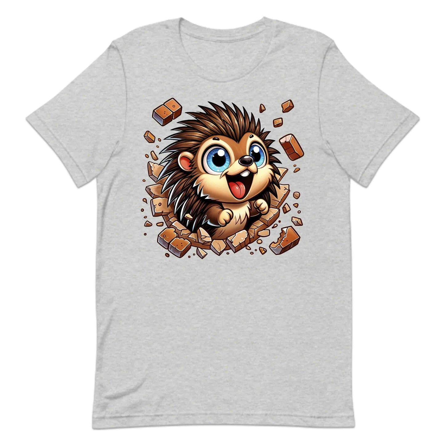 Kawaii Porcupine Breaking Through Brick Wall 3D Realistic Blue-Eyed Hedgehog | PRODUCT CODE: KWAPRRDNFSB