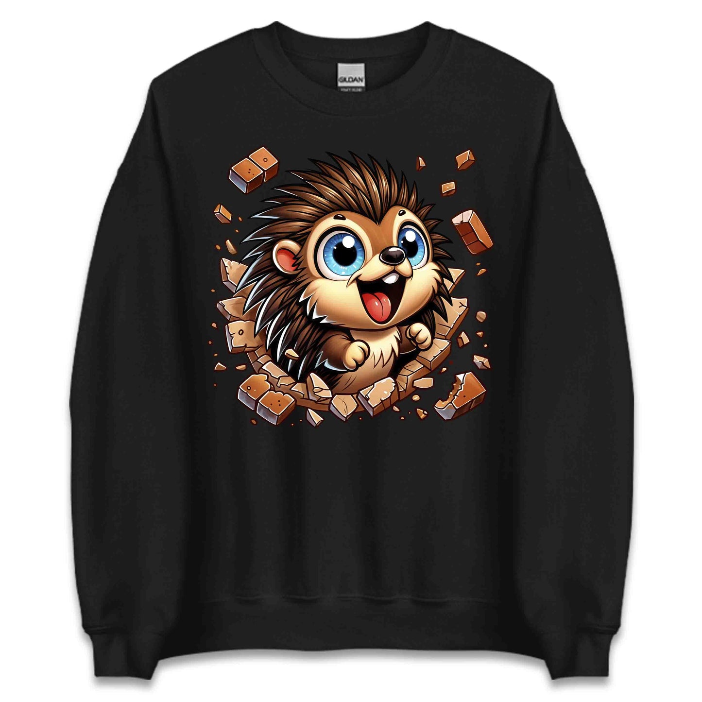 Kawaii Porcupine Breaking Through Brick Wall 3D Realistic Blue-Eyed Hedgehog | PRODUCT CODE: KWAPRRDNFSB