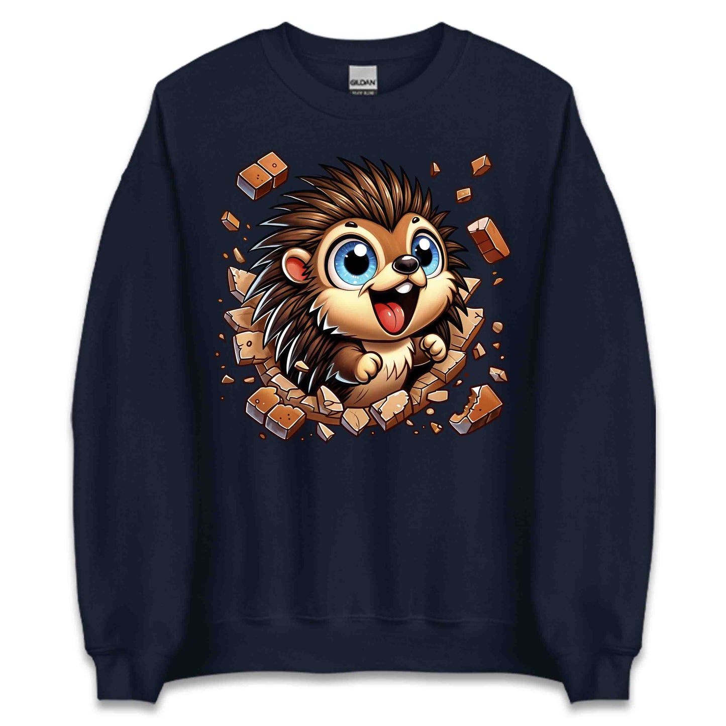 Kawaii Porcupine Breaking Through Brick Wall 3D Realistic Blue-Eyed Hedgehog | PRODUCT CODE: KWAPRRDNFSB