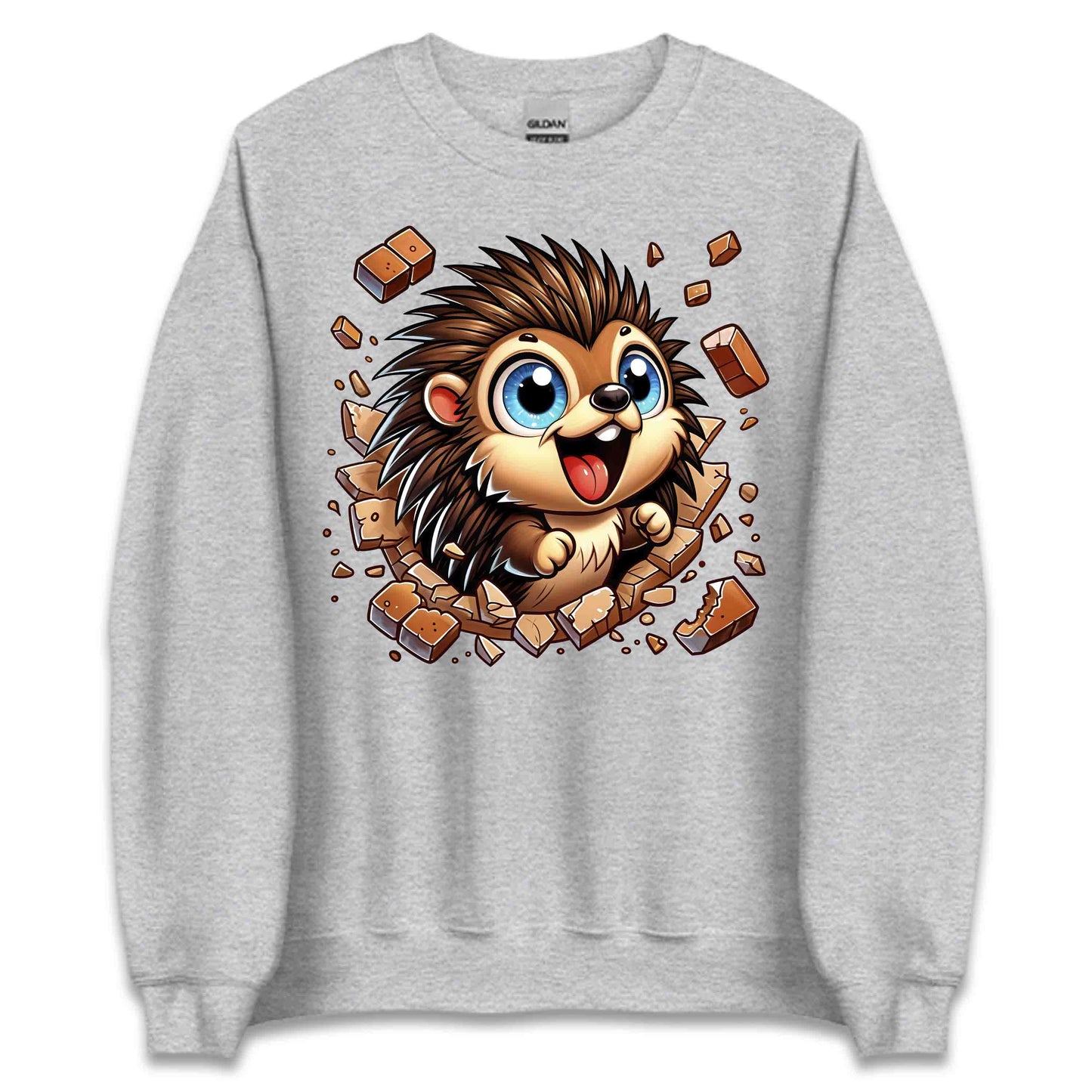 Kawaii Porcupine Breaking Through Brick Wall 3D Realistic Blue-Eyed Hedgehog | PRODUCT CODE: KWAPRRDNFSB