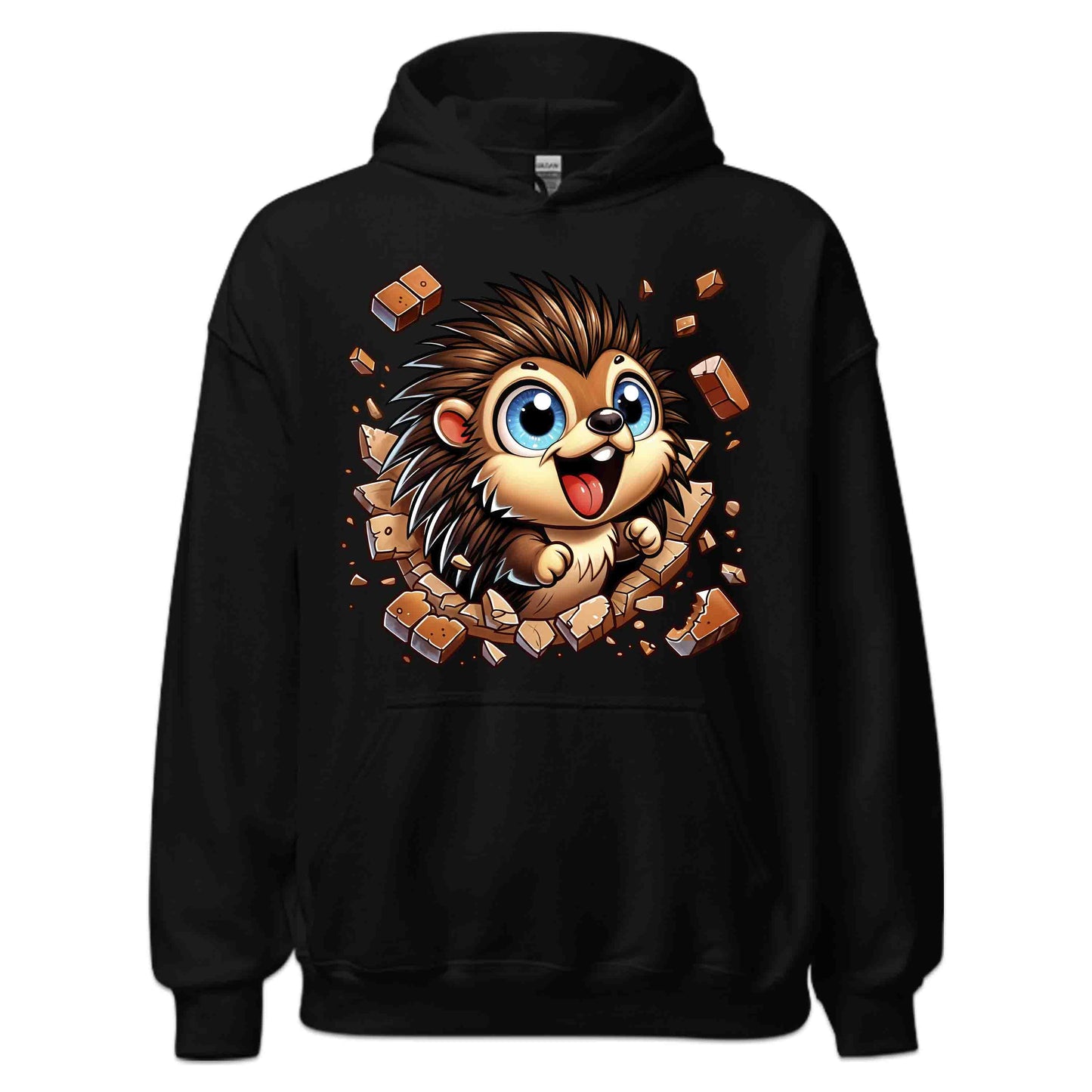 Kawaii Porcupine Breaking Through Brick Wall 3D Realistic Blue-Eyed Hedgehog | PRODUCT CODE: KWAPRRDNFSB