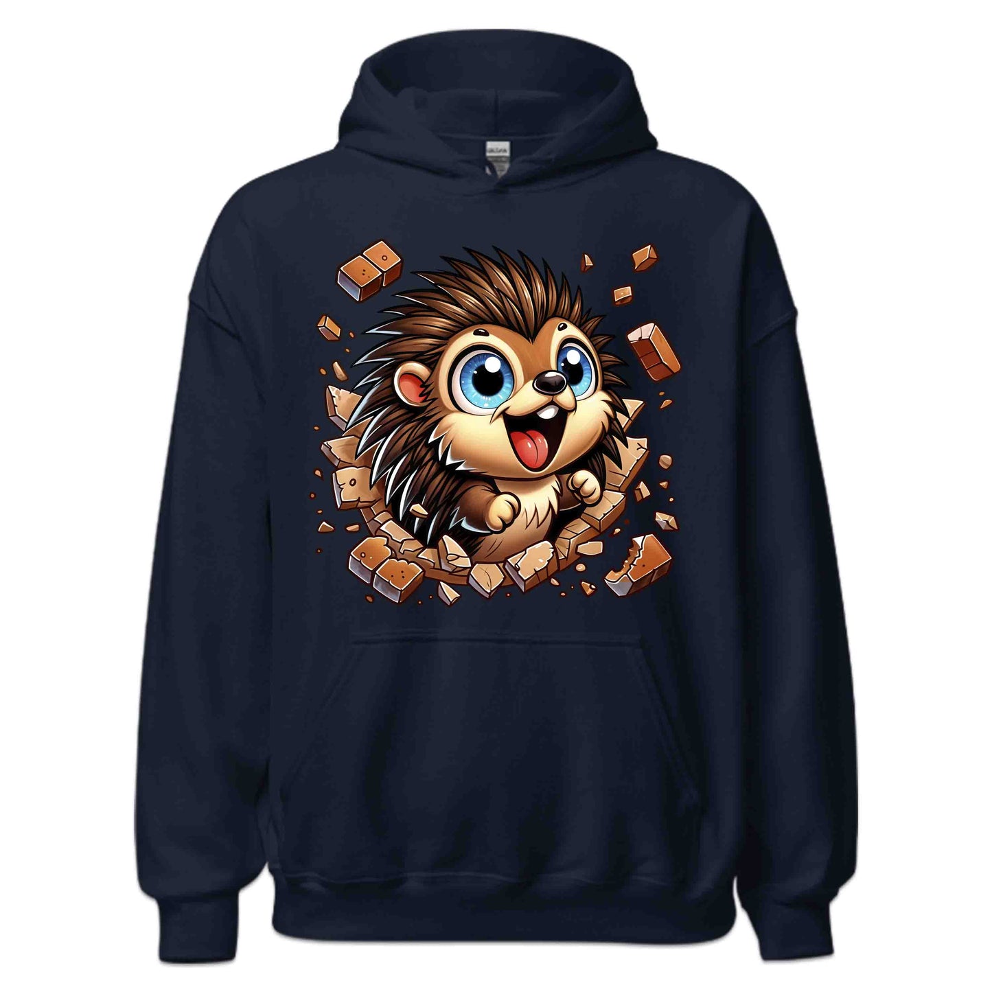 Kawaii Porcupine Breaking Through Brick Wall 3D Realistic Blue-Eyed Hedgehog | PRODUCT CODE: KWAPRRDNFSB