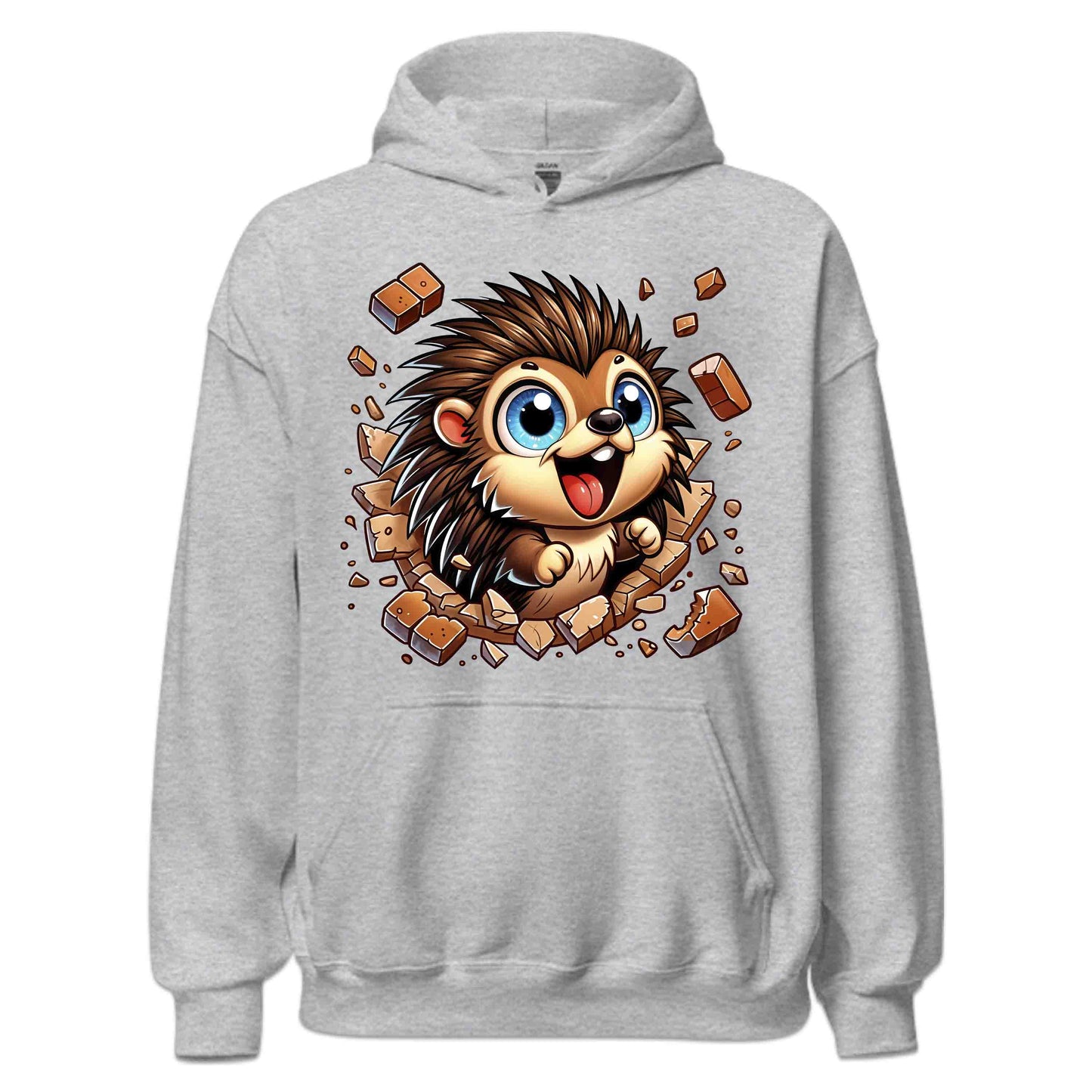 Kawaii Porcupine Breaking Through Brick Wall 3D Realistic Blue-Eyed Hedgehog | PRODUCT CODE: KWAPRRDNFSB