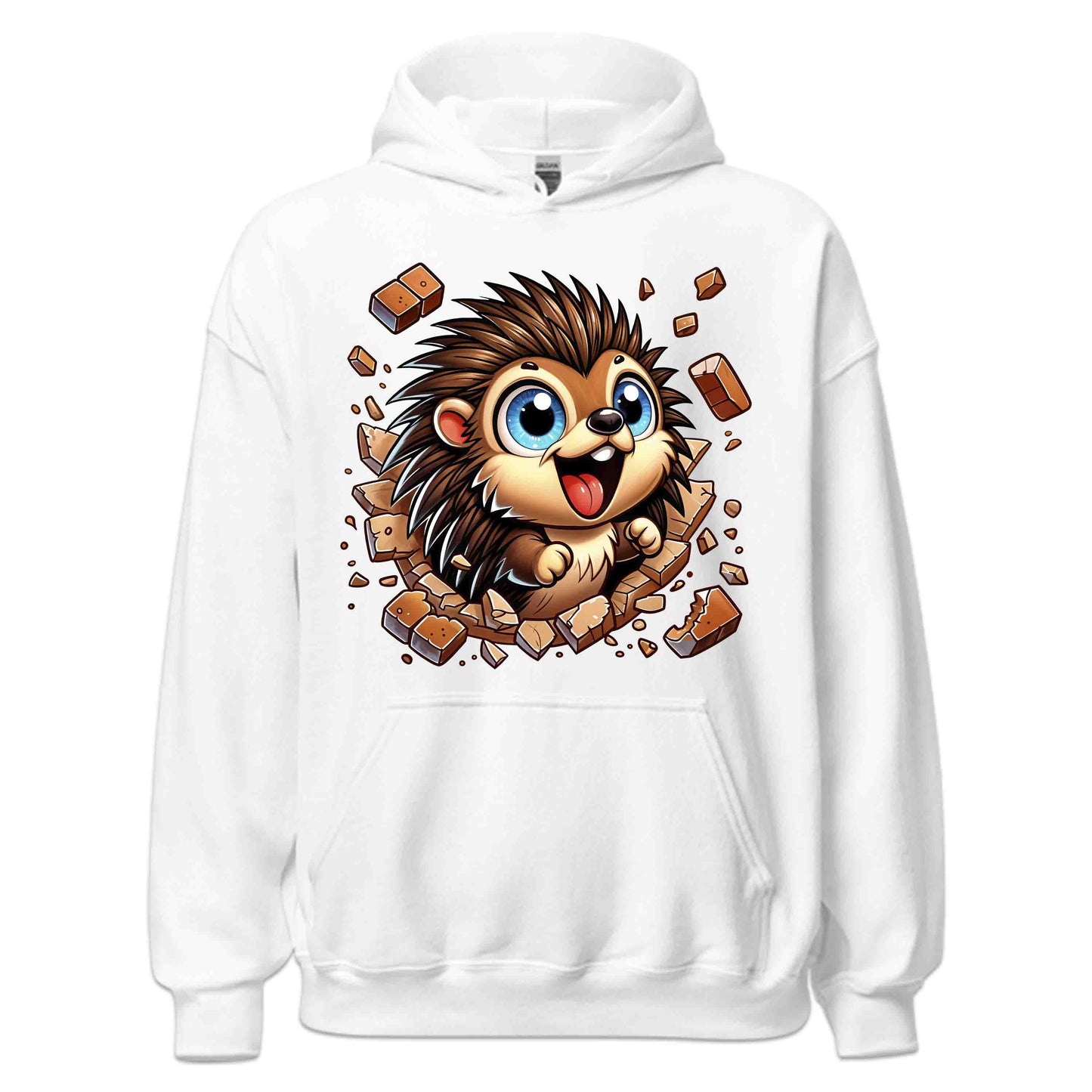Kawaii Porcupine Breaking Through Brick Wall 3D Realistic Blue-Eyed Hedgehog | PRODUCT CODE: KWAPRRDNFSB
