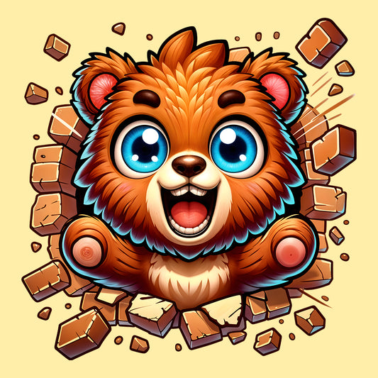 Kawaii Bear Breaking Through Brick Wall 3D Realistic Powerful Bear Smashing | PRODUCT CODE: KWBREKNGTHW