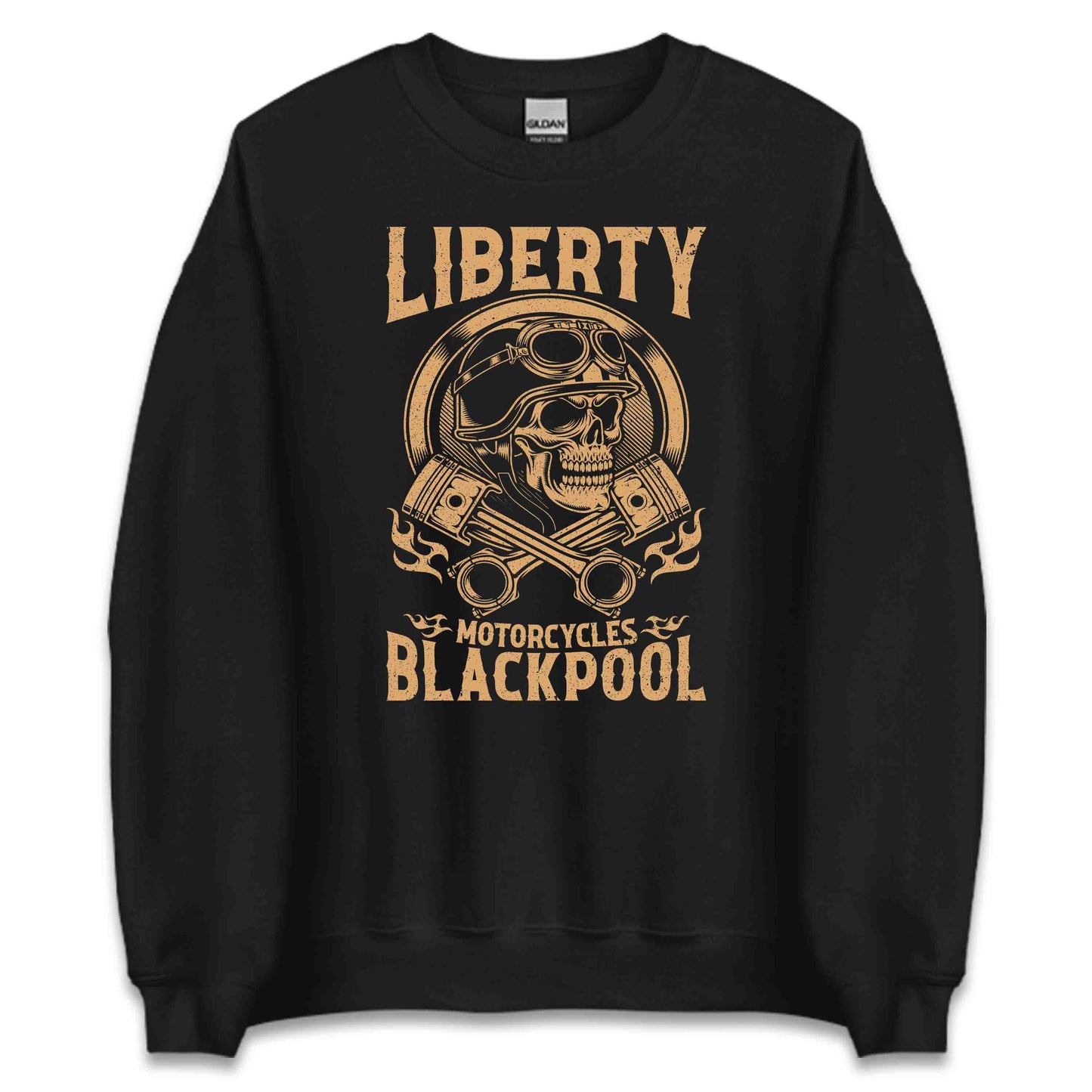 Liberty Motorcycles Blackpool Skull & Pistons Vintage Biker | PRODUCT CODE: LBRTANDAPOEK