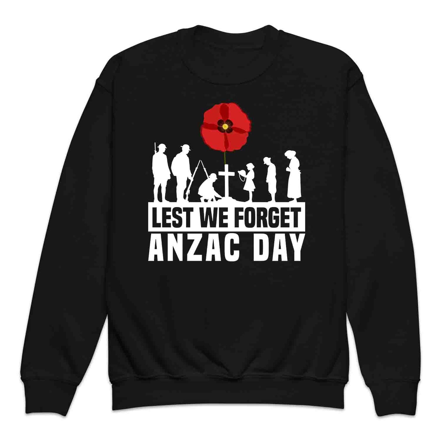 Lest We Forget ANZAC Day Kids T-Shirt, Red Poppy Memorial Jumper & Veterans Hoodie – Remembrance Apparel | PRODUCT CODE: LKXZCUYEW