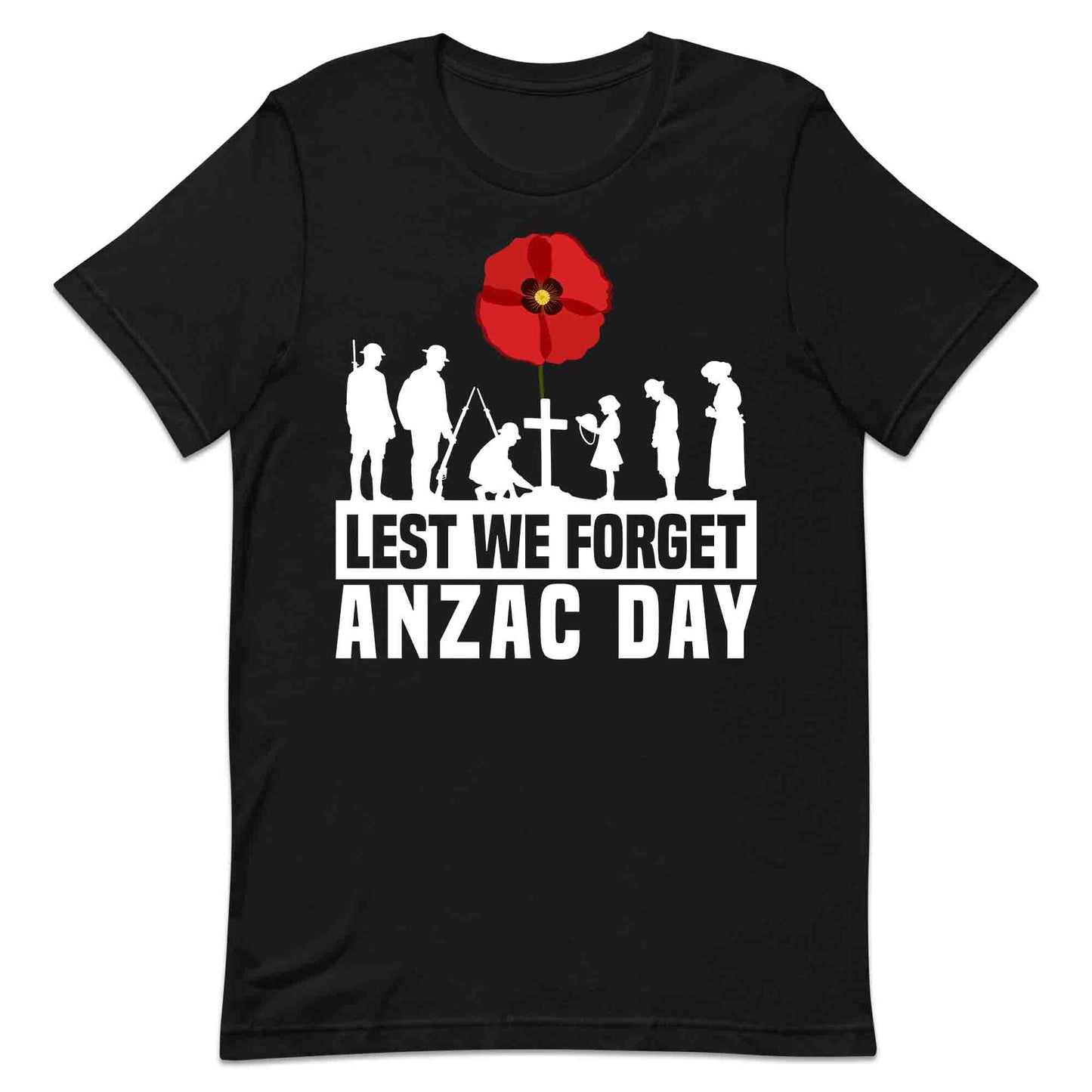 Lest We Forget ANZAC Day T-Shirt, Red Poppy Memorial Jumper & Veterans Hoodie – Remembrance Apparel | PRODUCT CODE: LKXZCUYEW