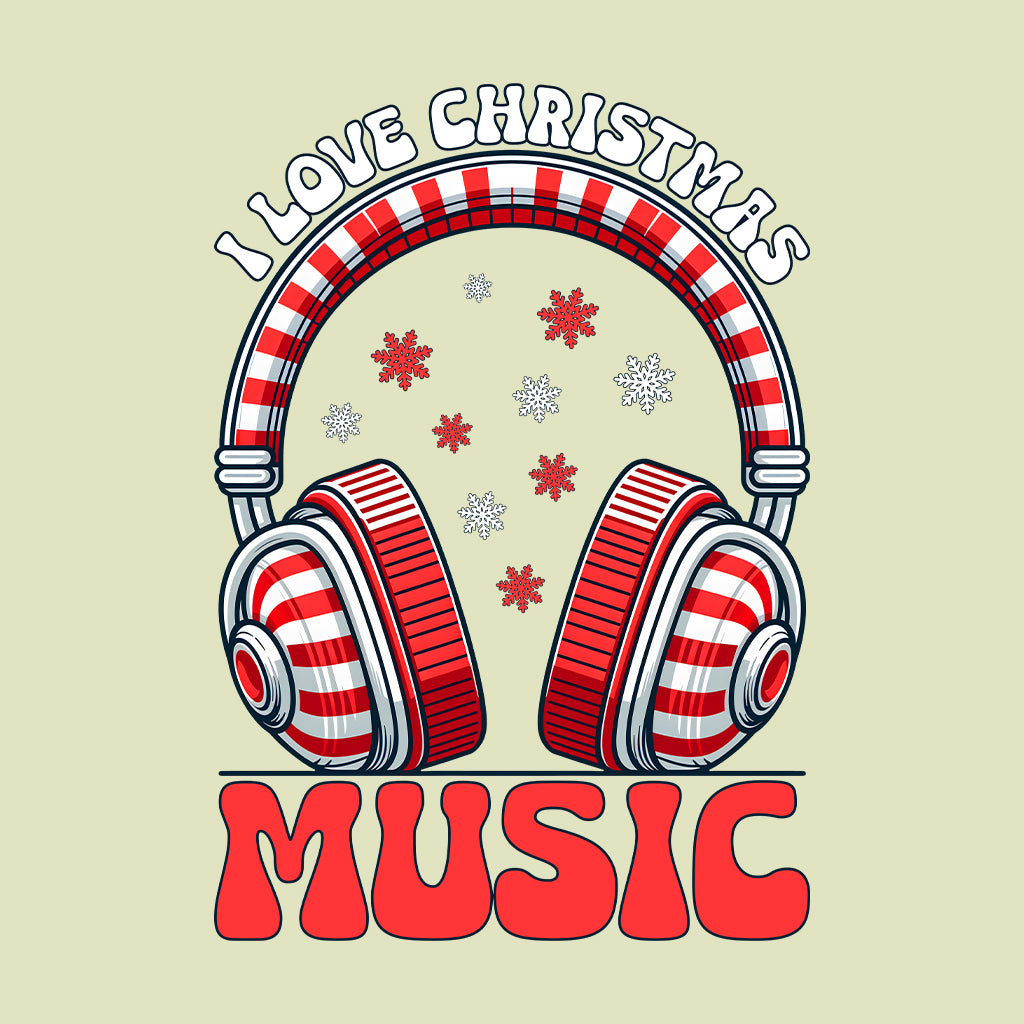 I Love Christmas Music Candy Cane Headphones Musical Xmas | PRODUCT CODE: LVCHRTMSUCN