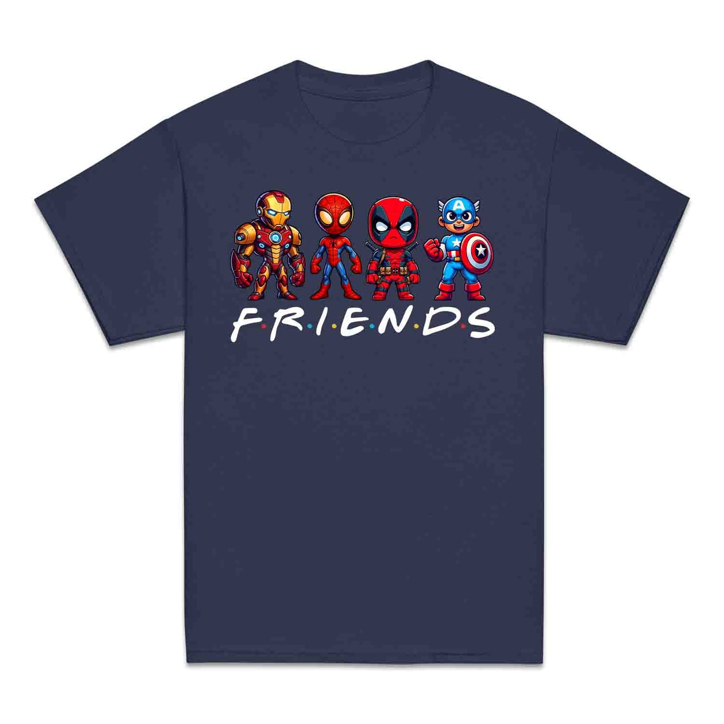 Marvel Superhero Friends Kids T-Shirt | Chibi Avengers Kids Jumper | Spider-Man, Deadpool, Iron Man & Captain America Hoodie | PRODUCT CODE: MADBVRLSUYP