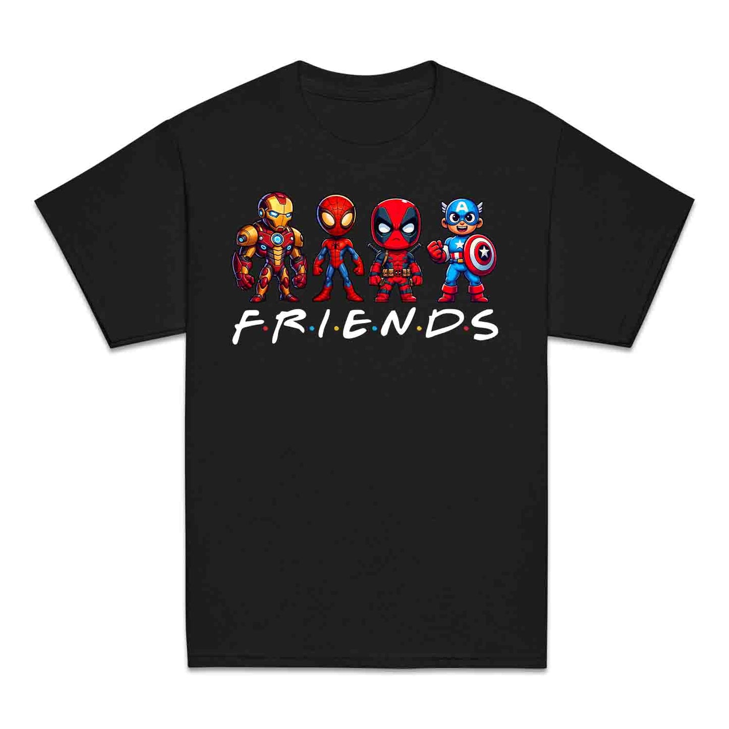 Marvel Superhero Friends Kids T-Shirt | Chibi Avengers Kids Jumper | Spider-Man, Deadpool, Iron Man & Captain America Hoodie | PRODUCT CODE: MADBVRLSUYP