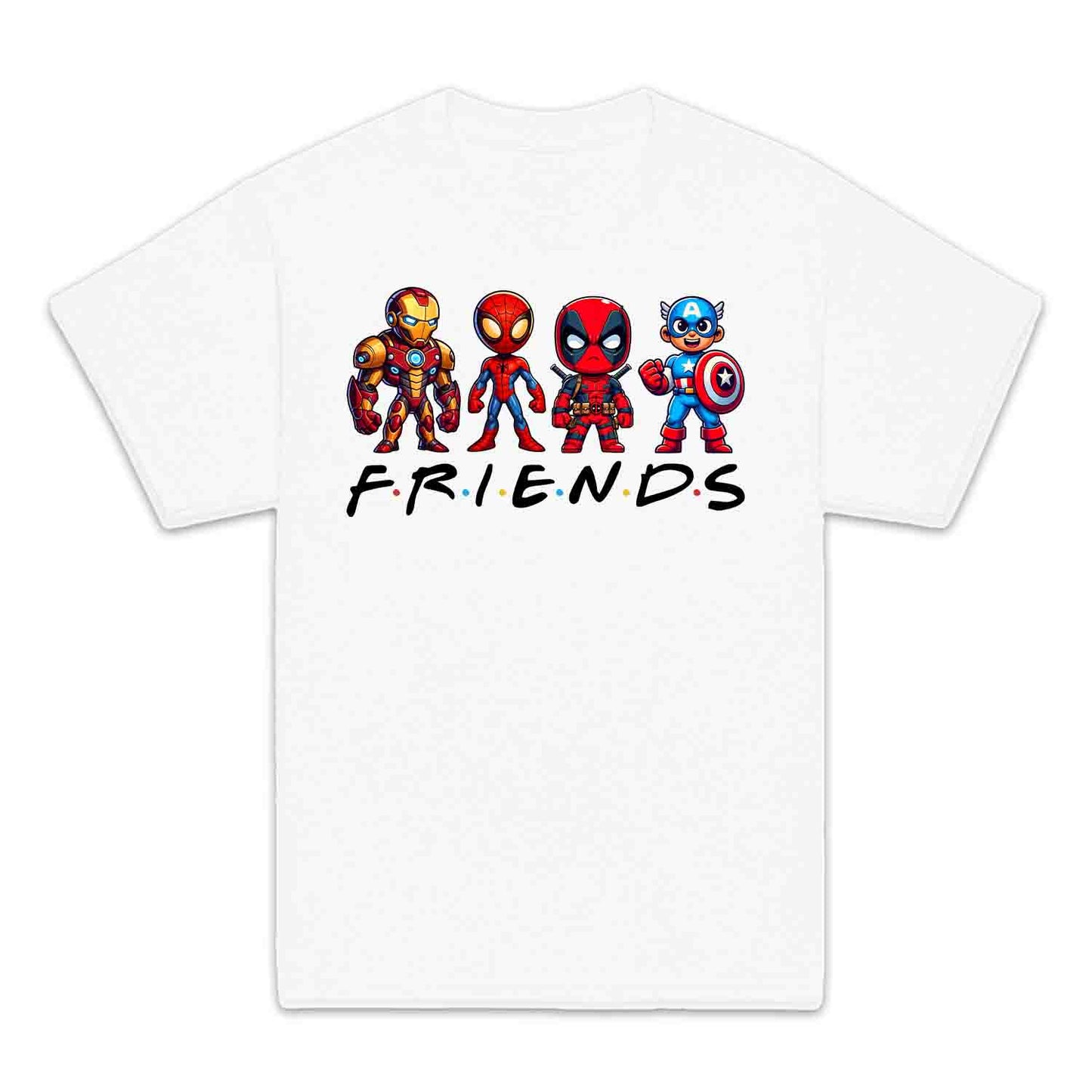 Marvel Superhero Friends Kids T-Shirt | Chibi Avengers Kids Jumper | Spider-Man, Deadpool, Iron Man & Captain America Hoodie | PRODUCT CODE: MADBVRLSUYP