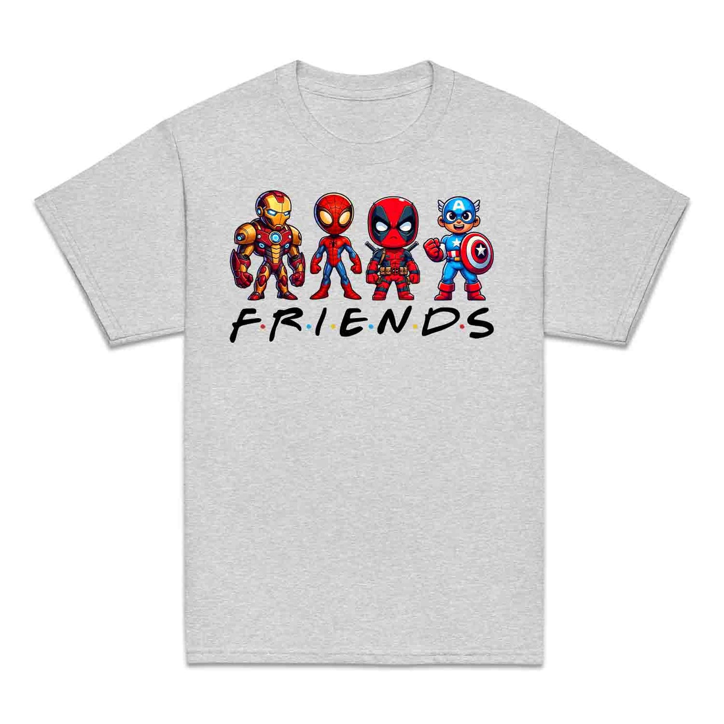 Marvel Superhero Friends Kids T-Shirt | Chibi Avengers Kids Jumper | Spider-Man, Deadpool, Iron Man & Captain America Hoodie | PRODUCT CODE: MADBVRLSUYP