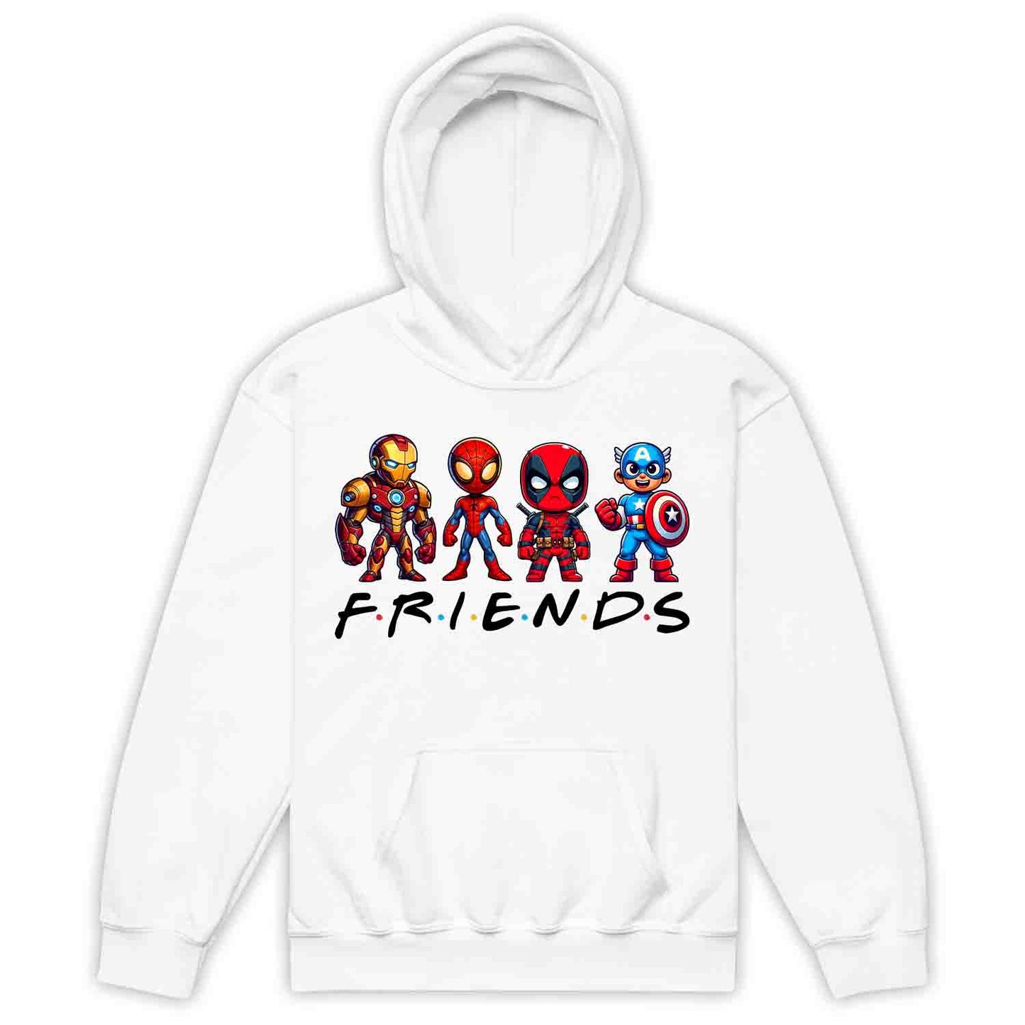 Marvel Superhero Friends Kids T-Shirt | Chibi Avengers Kids Jumper | Spider-Man, Deadpool, Iron Man & Captain America Hoodie | PRODUCT CODE: MADBVRLSUYP