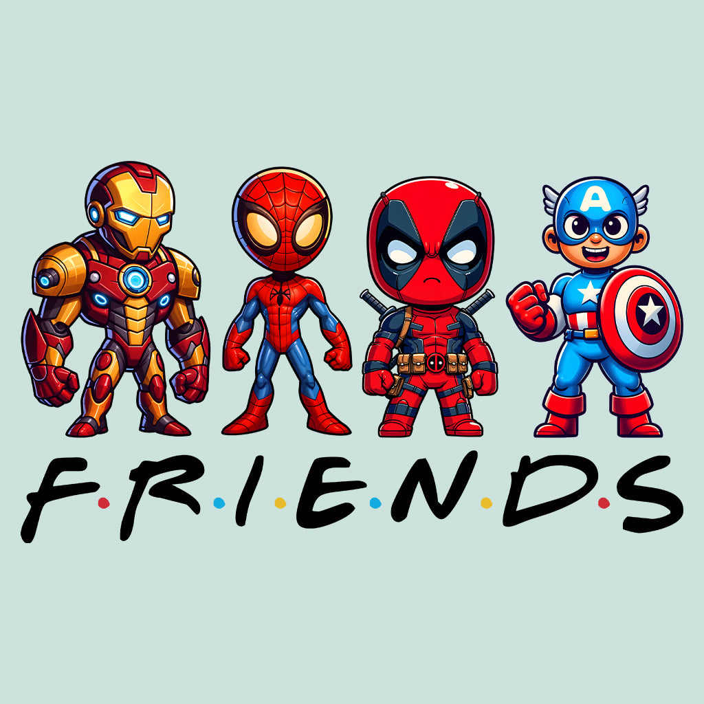 Marvel Superhero Friends T-Shirt | Chibi Avengers Jumper | Spider-Man, Deadpool, Iron Man & Captain America Hoodie | PRODUCT CODE: MADBVRLSUYP
