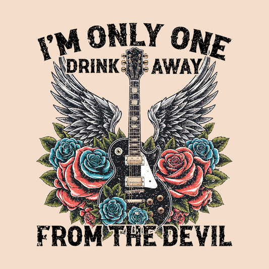 Western Guitar I Am Only One Drink Away From The Devil Cicada Concert | PRODUCT CODE: MAONLYDKRV