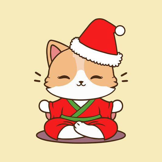 Meditating Santa Cat Christmas Zen Cat Yoga Xmas Relaxation | PRODUCT CODE: MDTSNCAZNEY