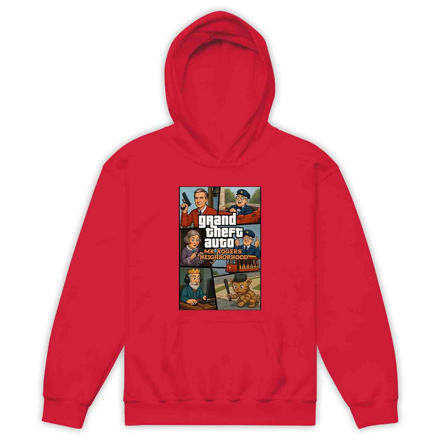 Mr. Rogers GTA Meme Kids T-Shirt, 90s Crossover Jumper & Retro Satire Hoodie – Wholesome Chaos Pop Culture Apparel | PRODUCT CODE: MERGHQCB
