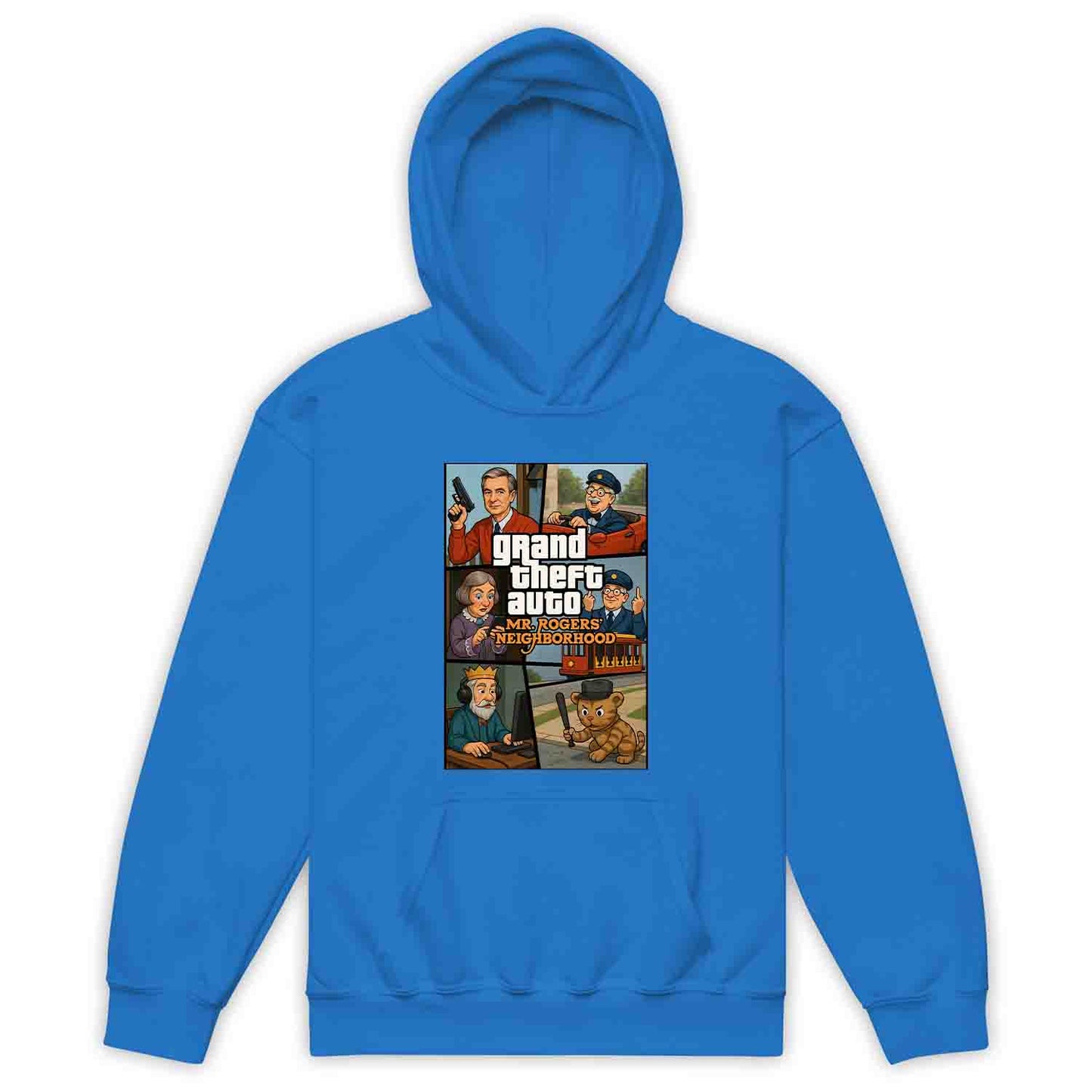 Mr. Rogers GTA Meme Kids T-Shirt, 90s Crossover Jumper & Retro Satire Hoodie – Wholesome Chaos Pop Culture Apparel | PRODUCT CODE: MERGHQCB