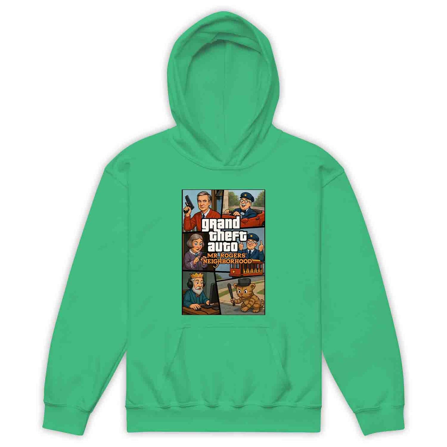 Mr. Rogers GTA Meme Kids T-Shirt, 90s Crossover Jumper & Retro Satire Hoodie – Wholesome Chaos Pop Culture Apparel | PRODUCT CODE: MERGHQCB