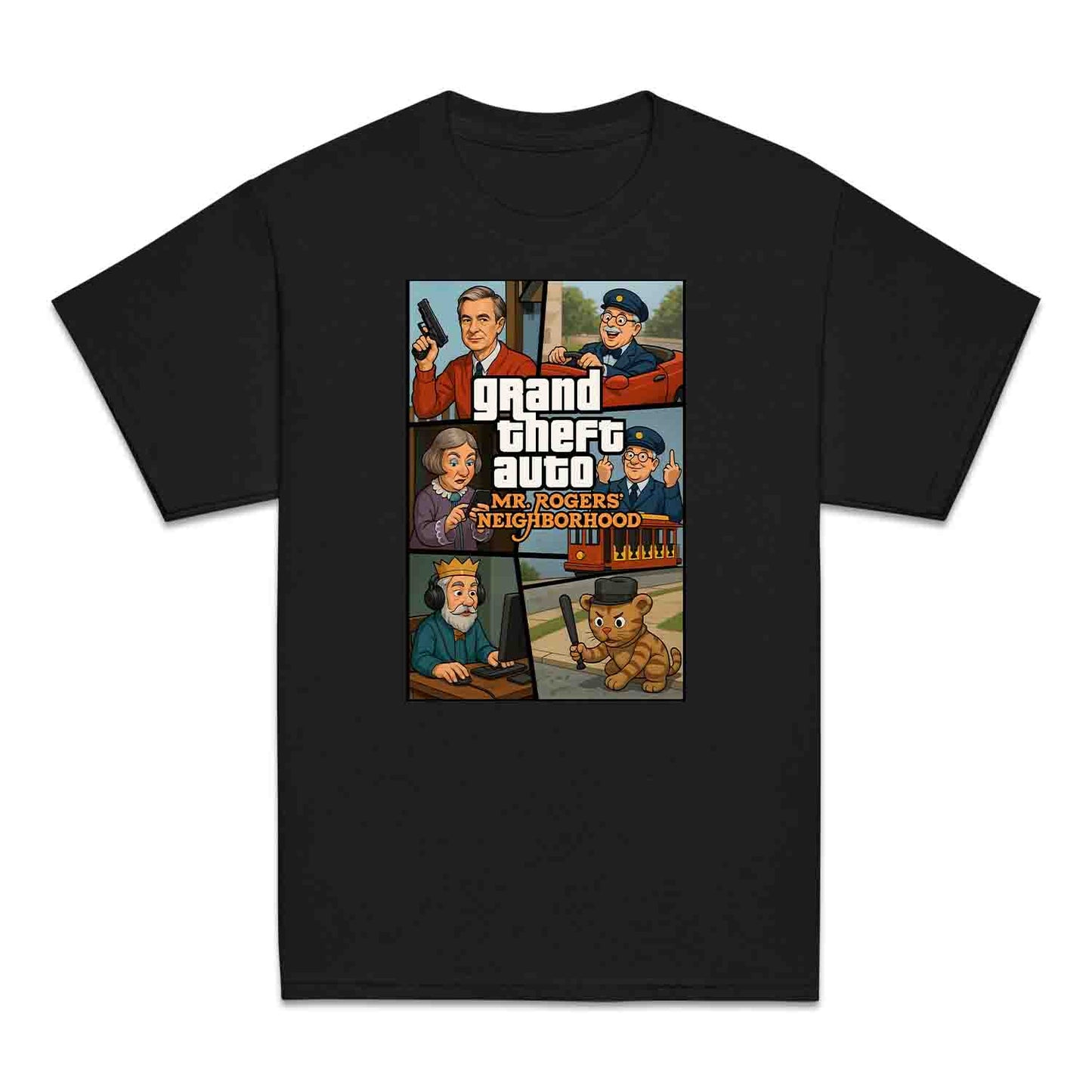 Mr. Rogers GTA Meme Kids T-Shirt, 90s Crossover Jumper & Retro Satire Hoodie – Wholesome Chaos Pop Culture Apparel | PRODUCT CODE: MERGHQCB