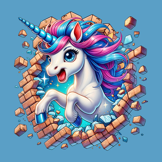 Magical Unicorn Breaking Through Wall 3D Realistic Whimsical Unicorn | PRODUCT CODE: MFGCLAUNOBKR