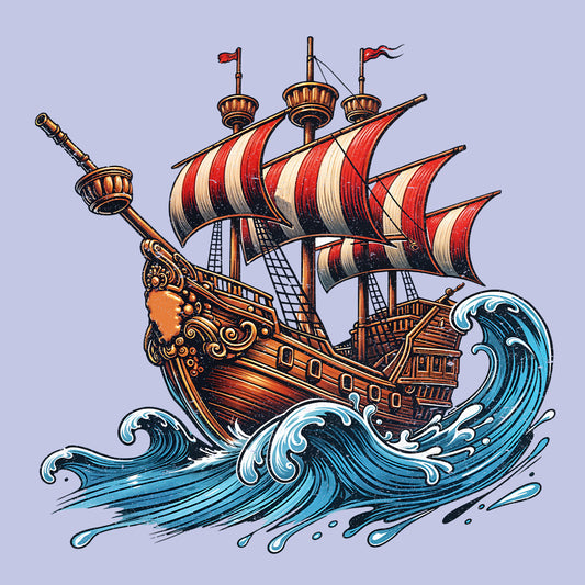 Majestic Pirate Ship Nautical Vintage Ocean Teasure Ship Adventure | PRODUCT CODE: MJTCPRSHNUTE