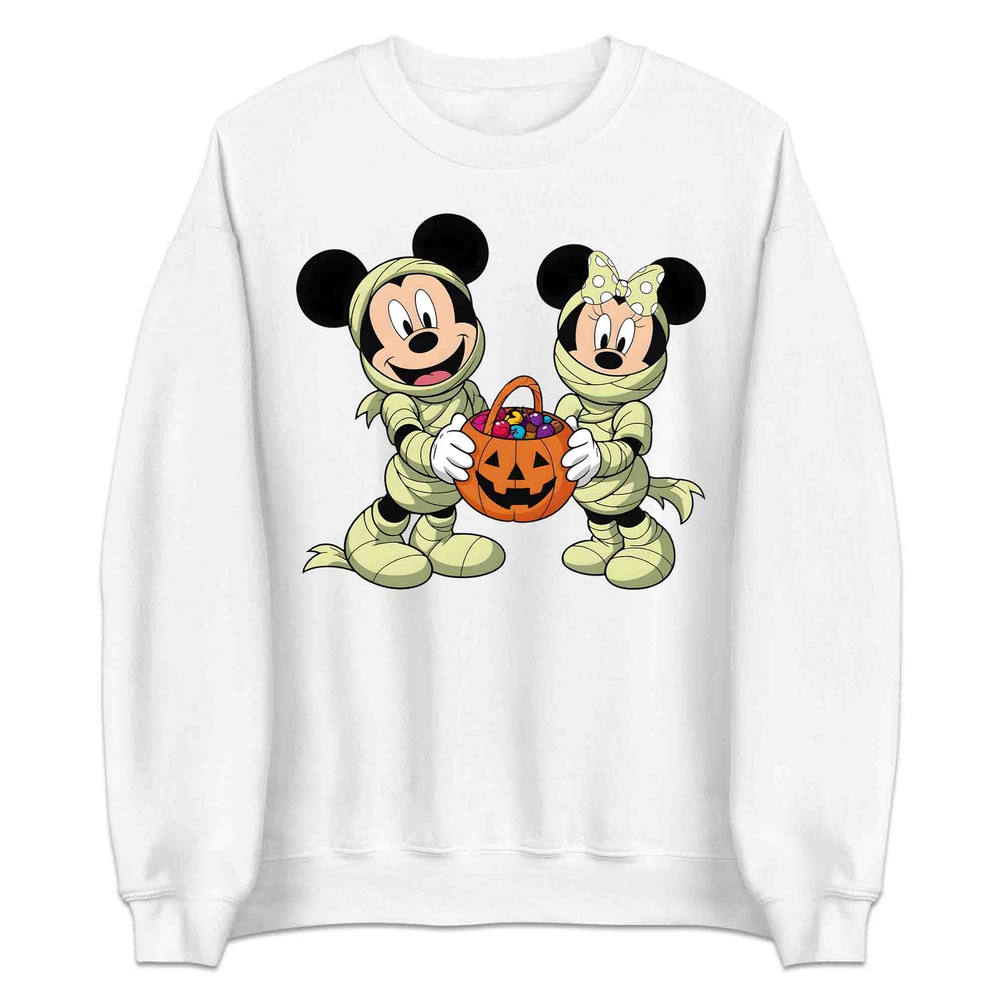 Mickey & Minnie Mummy T-Shirt, Candy Bucket Sweatshirt, Disney Halloween Hoodie | PRODUCT CODE: MNERWBVCY
