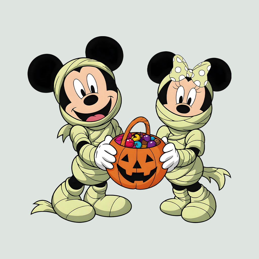 Mickey & Minnie Mummy T-Shirt, Candy Bucket Sweatshirt, Disney Halloween Hoodie | PRODUCT CODE: MNERWBVCY