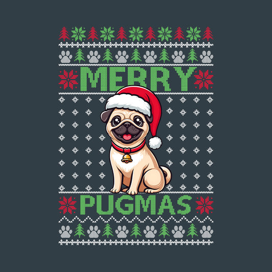 Merry Pugmas Ugly Christmas Xmas Pug Dog in Santa Hat | PRODUCT CODE: MRYPGMCGDO