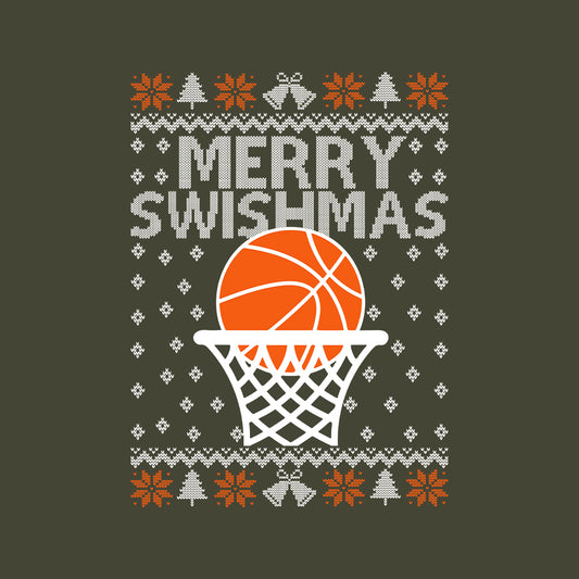 Merry Swishmas Basketball Christmas Sports Xmas | PRODUCT CODE: MRYSHWMABLK