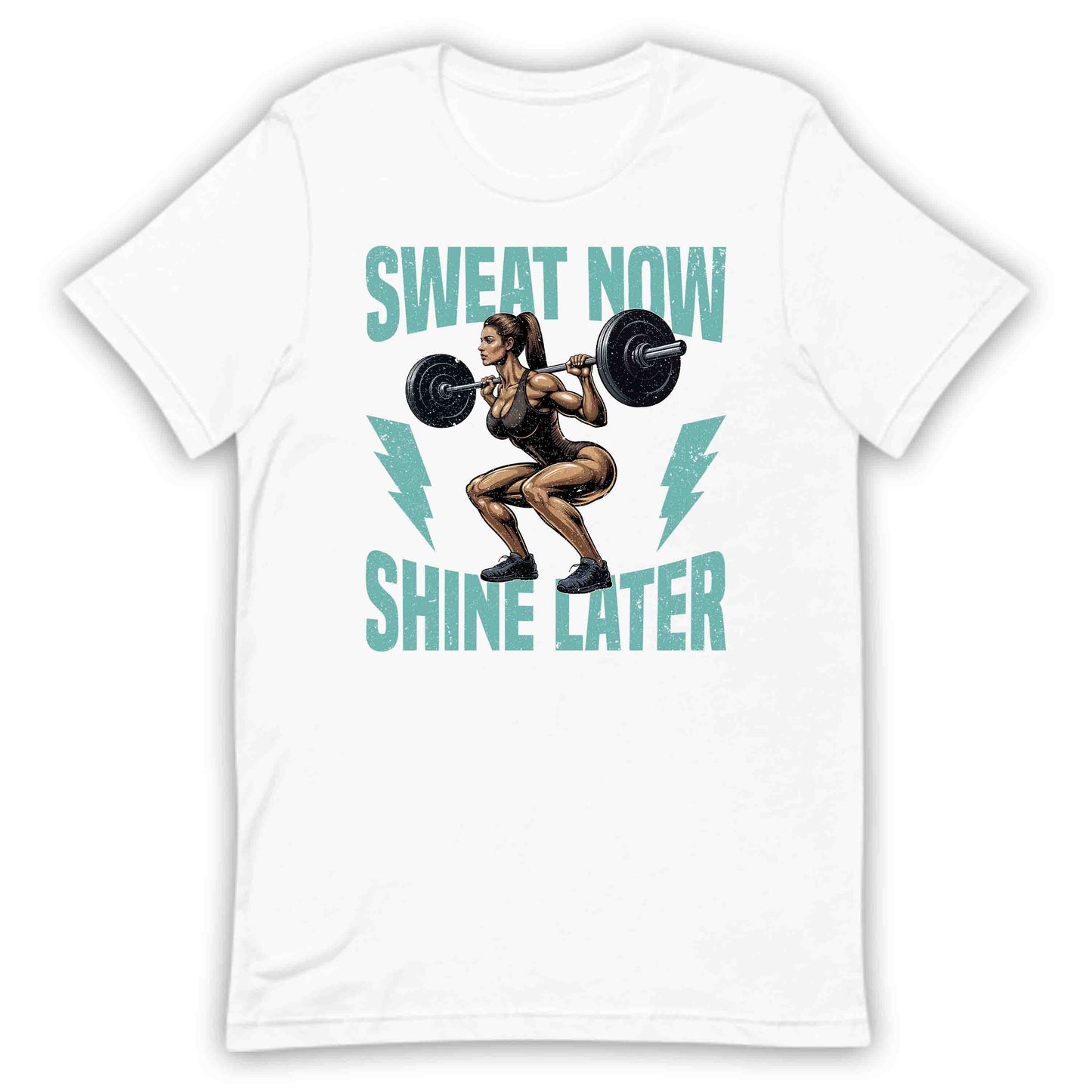 Sweat Now Shine Later Gym Fitness Enthusiasts Inspirational Quote | PRODUCT CODE: MTNSWOILATEY