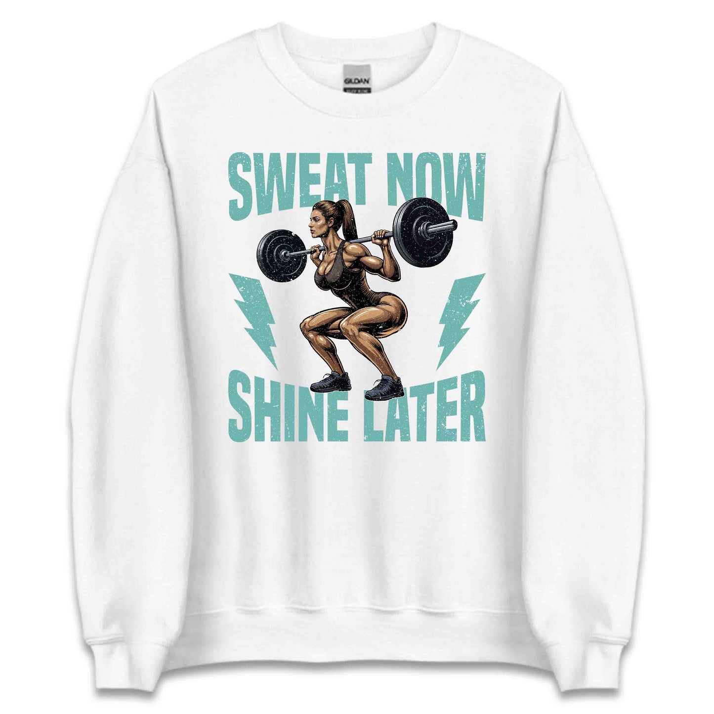 Sweat Now Shine Later Gym Fitness Enthusiasts Inspirational Quote | PRODUCT CODE: MTNSWOILATEY