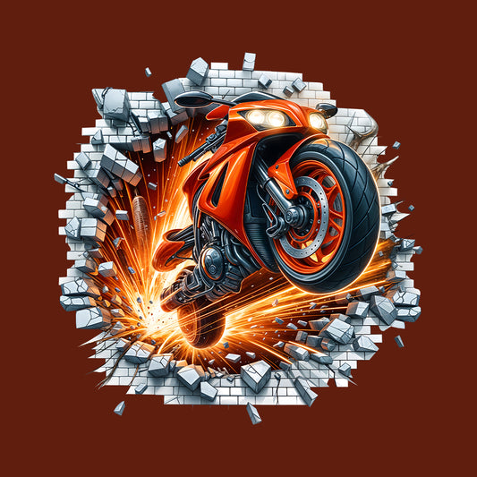 Motorcycle Breaking Through Wall 3D Explosive Motorcycle | PRODUCT CODE: MSLUBLGDOWLR