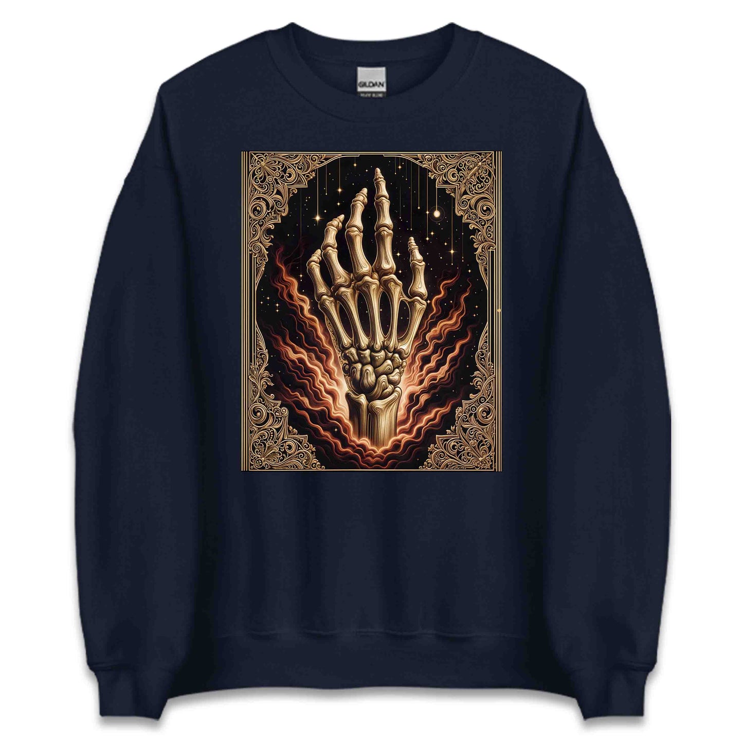 Mystical Skeleton Hand Gothic Celestial Bone Vintage Occult Aesthetic Dark Fantasy Skull | PRODUCT CODE: MTYSCKNHDN