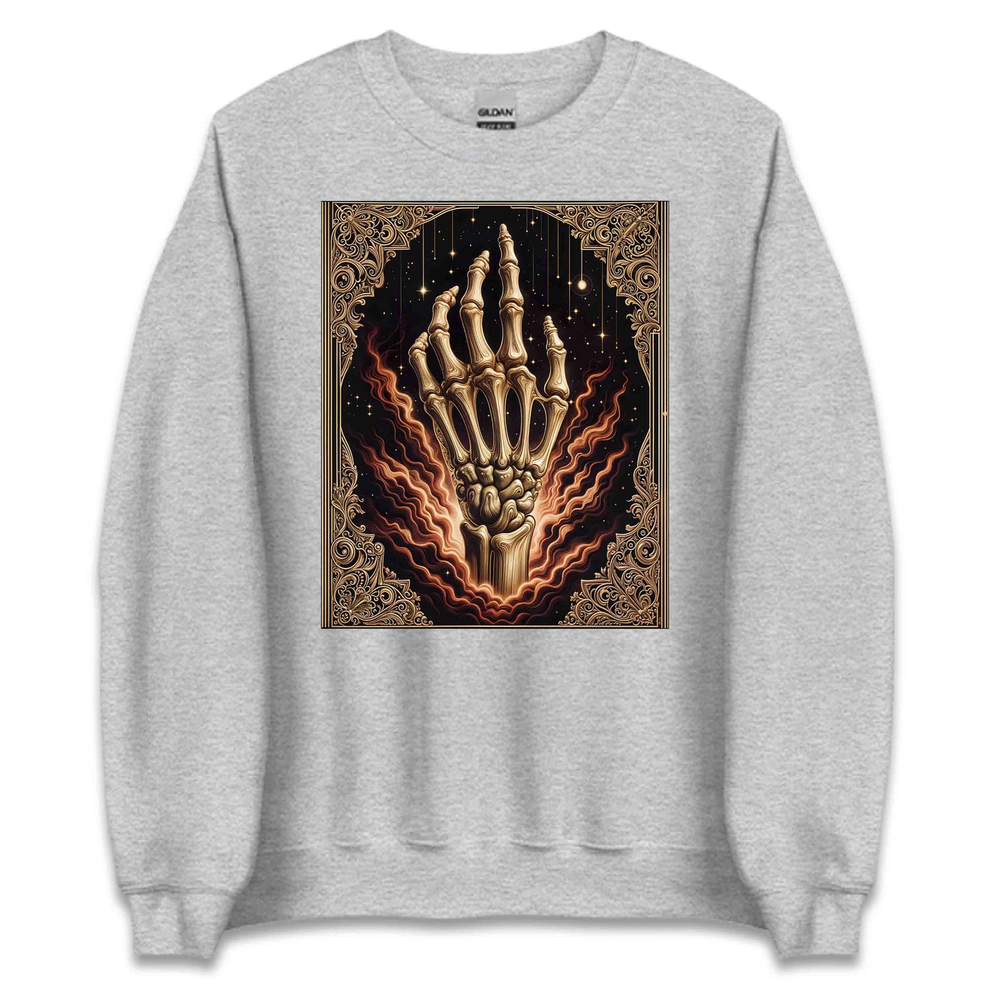 Mystical Skeleton Hand Gothic Celestial Bone Vintage Occult Aesthetic Dark Fantasy Skull | PRODUCT CODE: MTYSCKNHDN