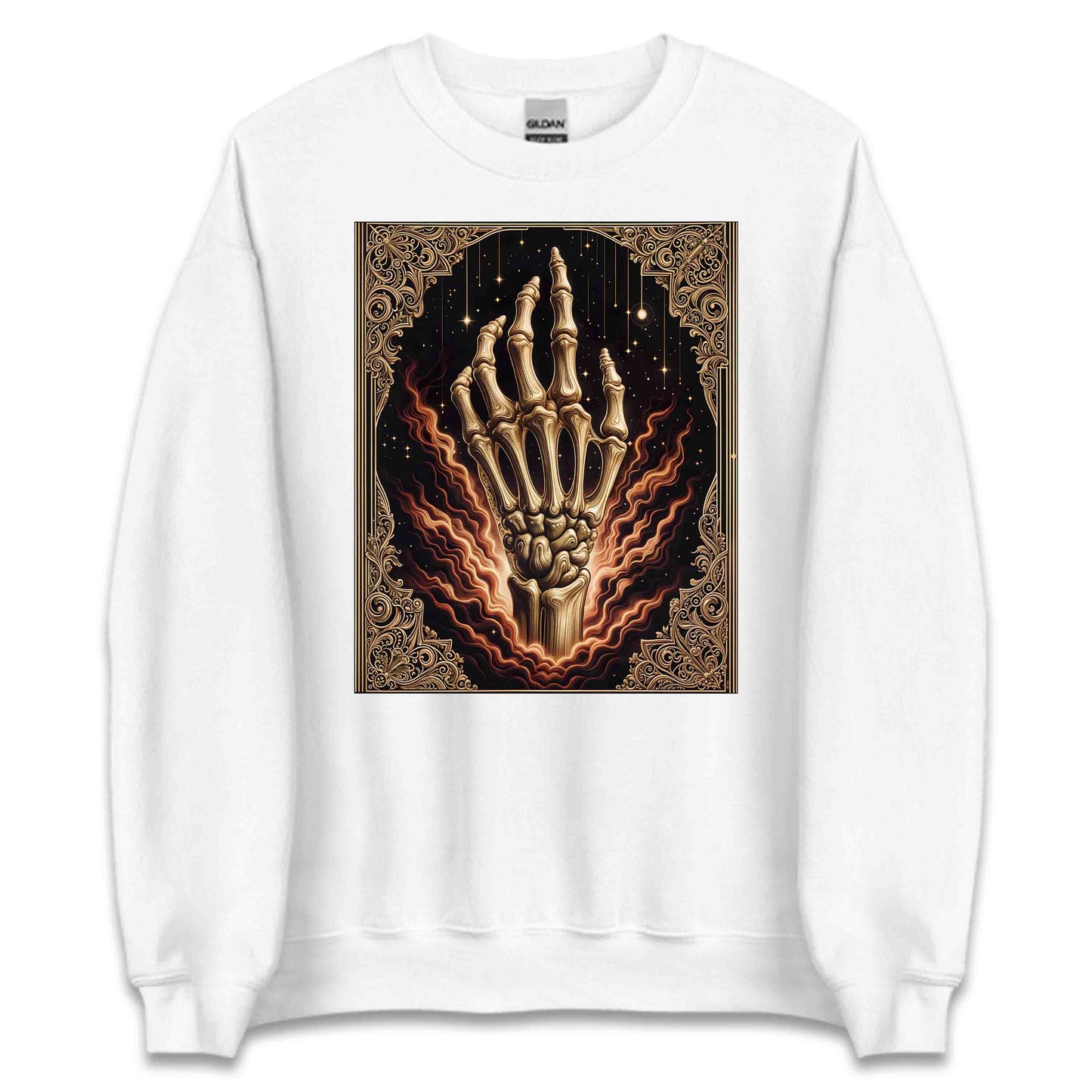 Mystical Skeleton Hand Gothic Celestial Bone Vintage Occult Aesthetic Dark Fantasy Skull | PRODUCT CODE: MTYSCKNHDN