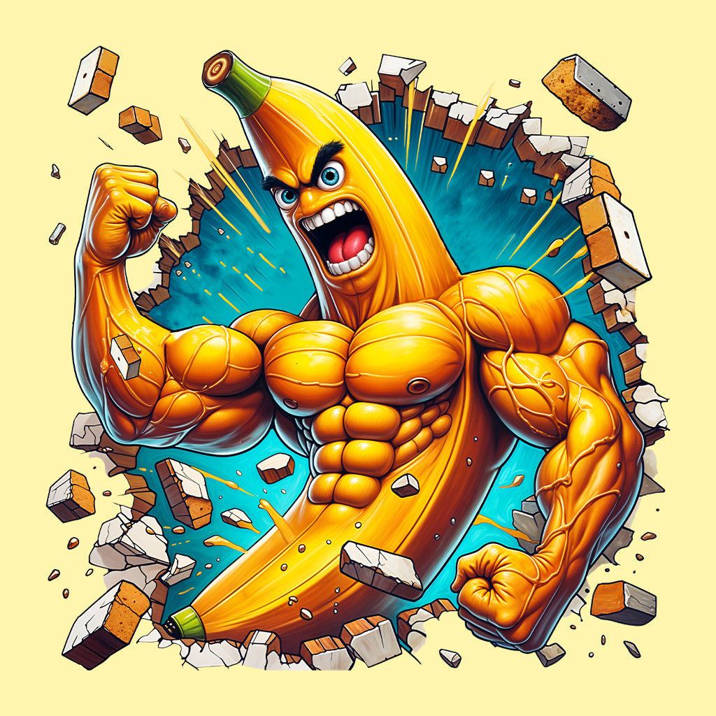 Muscle Banana Breaking Through Wall 3D Realistic Banana | PRODUCT CODE: MUSBNRKNGTHR