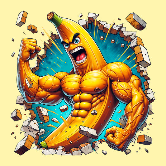 Muscle Banana Breaking Through Wall 3D Realistic Banana | PRODUCT CODE: MUSBNRKNGTHR