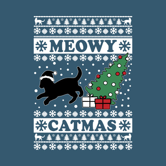 Meowy Catmas Black Cat Christmas Funny Xmas | PRODUCT CODE: MWYCHTRBLU