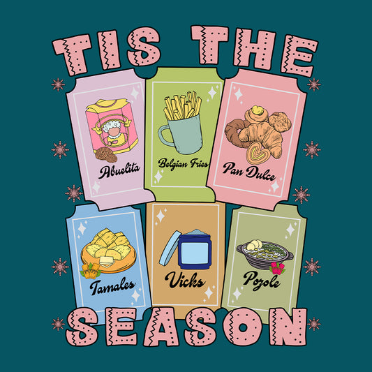Tis The Season Mexican Christmas Festive Foods Holiday Cards Latina Xmas | PRODUCT CODE: MXNCHRMHLD