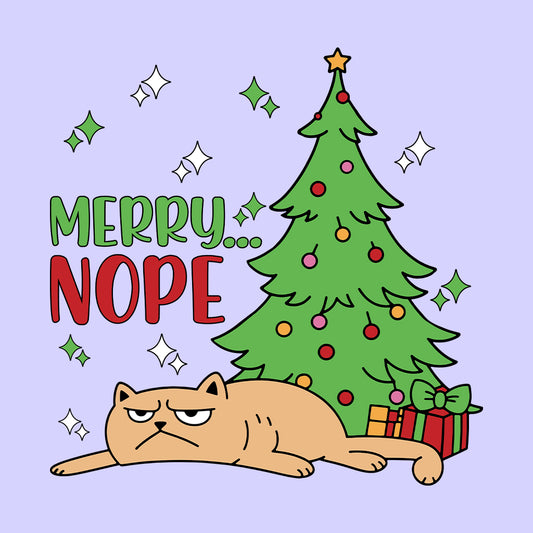 Merry Nope Grumpy Christmas Cat Anti-Holiday Attitude Xmas | PRODUCT CODE: MYRNPGRCTPY
