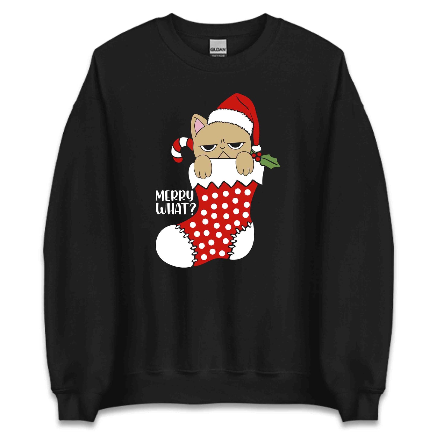 Merry What Grumpy Cat in Stocking Anti Holiday Xmas Cat | PRODUCT CODE: MYRWTGRMSTC
